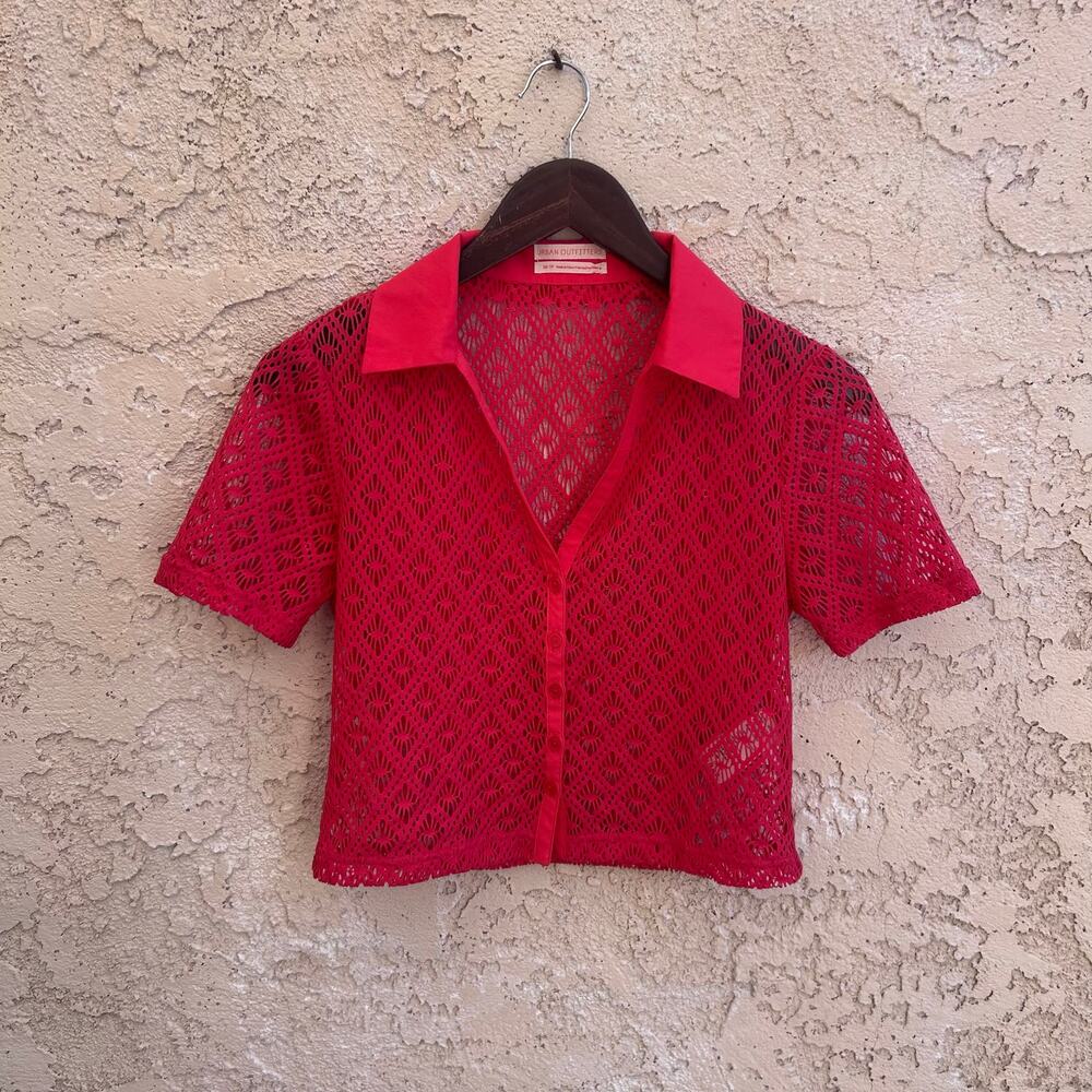 Urban Outfitters Crochet Button-Down Top Size XS